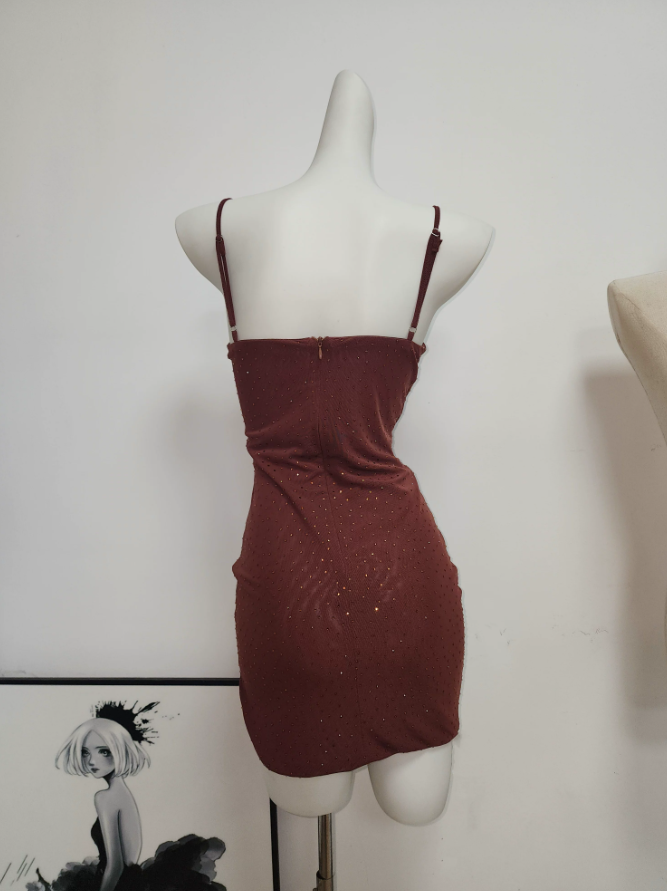 Sexy Spaghetti Straps Homecoming Dress Sequins Slit Sheath Party Dress C9472