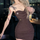 Sexy Spaghetti Straps Homecoming Dress Sequins Slit Sheath Party Dress C9472