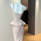 Vintage V Neck Homecoming Dress Ruffles Sheath Party Dress C9473