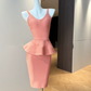 Vintage V Neck Homecoming Dress Ruffles Sheath Party Dress C9473