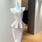 Vintage V Neck Homecoming Dress Ruffles Sheath Party Dress C9473
