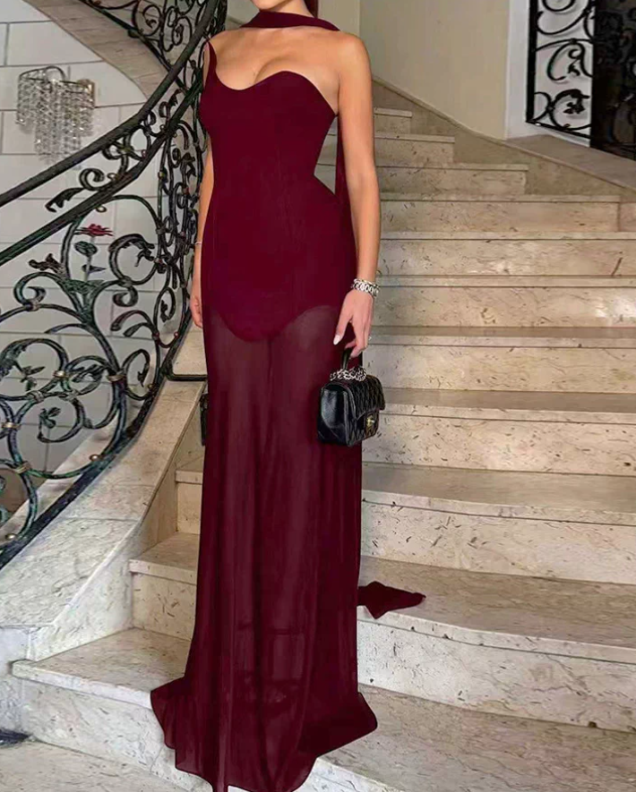Charming Strapless Prom Dress With Scarf Sheath Evening Dress C9474