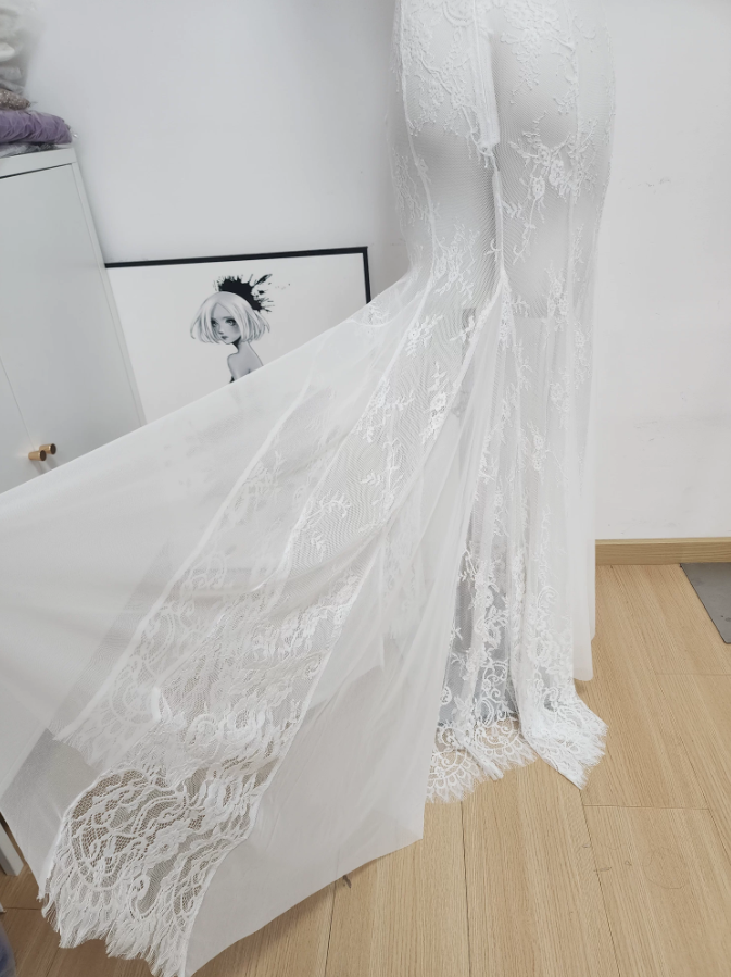 Elegant Strapless Wedding Dresses Lace Mermaid Bridal Dress C9475