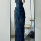 Playful One Shoulder Prom Dress Lace Tulle Sheath Evening Dress C9476