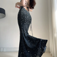 Classical Spaghetti Straps Prom Dress Crystals Mermaid Evening Dress C9477