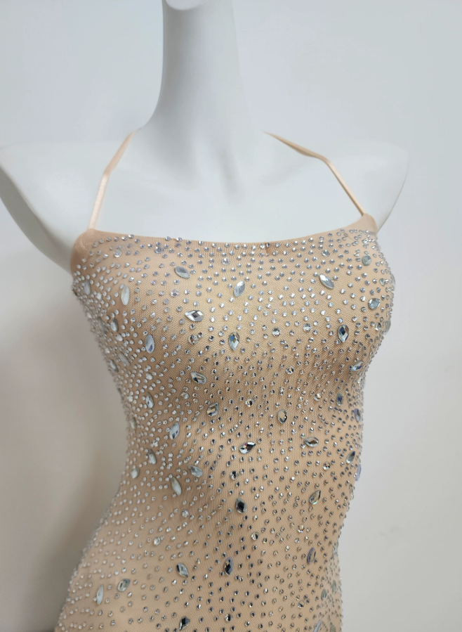 Classical Spaghetti Straps Prom Dress Crystals Mermaid Evening Dress C9477