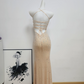 Classical Spaghetti Straps Prom Dress Crystals Mermaid Evening Dress C9477