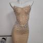 Attractive Strapless Prom Dress Crystals Mermaid Evening Dress C9478
