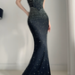 Attractive Strapless Prom Dress Crystals Mermaid Evening Dress C9478