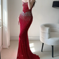 Attractive Strapless Prom Dress Crystals Mermaid Evening Dress C9478