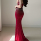 Attractive Strapless Prom Dress Crystals Mermaid Evening Dress C9478