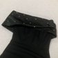 Retro Off-Shoulder Prom Dress Black Beads Sheath Evening Dress C9479