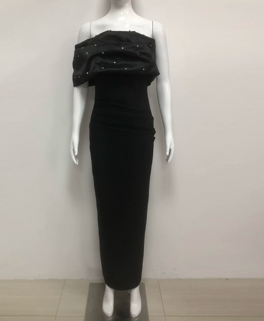 Robe de bal de princesse bustier à volants en satin long, robe de soirée C8117