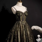 Modest Ball Gown Spaghetti Straps Black Tulle Birthday Outfit Homecoming Dress C947