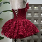Mini robe de soirée en satin, sans bretelles, sans manches, ligne a, simple, C899