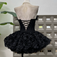 Mini robe de soirée en satin, sans bretelles, sans manches, ligne a, simple, C899