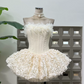 Mini robe de soirée en satin, sans bretelles, sans manches, ligne a, simple, C899