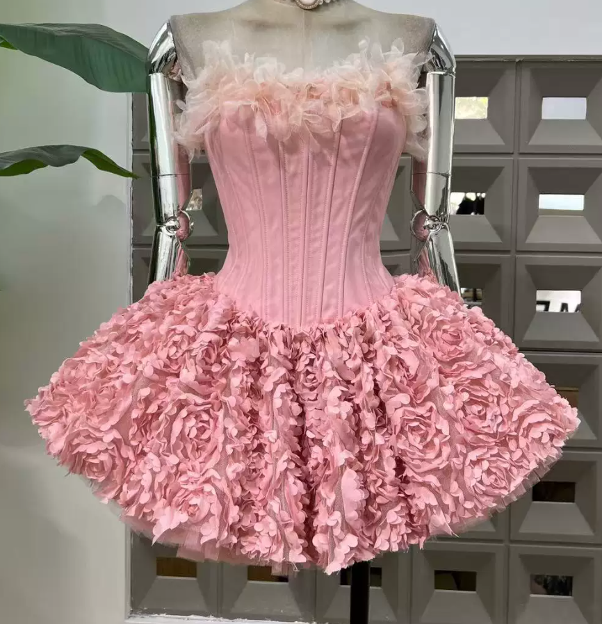 Mini robe de soirée en satin, sans bretelles, sans manches, ligne a, simple, C899