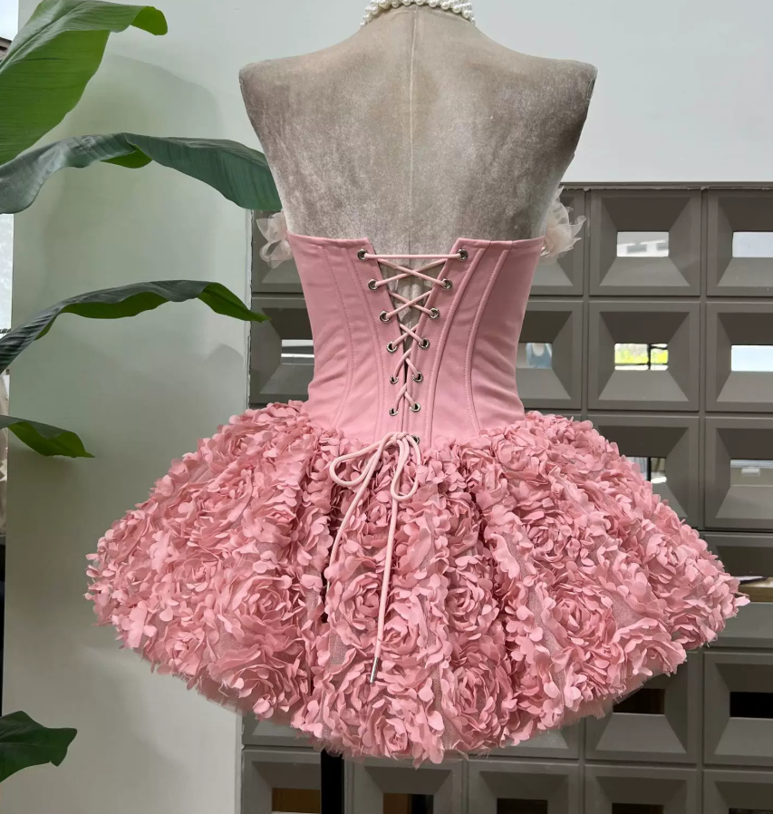 Mini robe de soirée en satin, sans bretelles, sans manches, ligne a, simple, C899