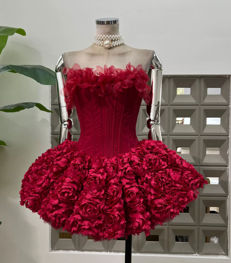 Mini robe de soirée en satin, sans bretelles, sans manches, ligne a, simple, C899