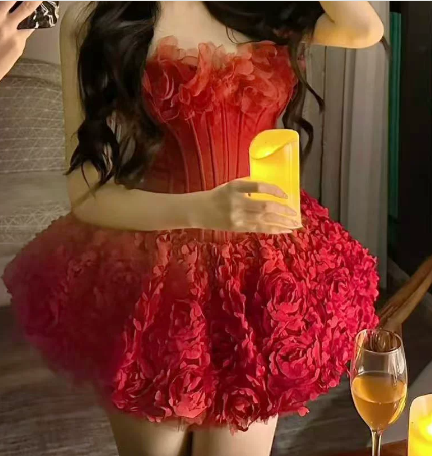 Mini robe de soirée en satin, sans bretelles, sans manches, ligne a, simple, C899
