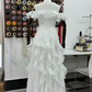 Elegant Off-Shoulder White Prom Dress Ruffles A-Line Evening Dress C9481