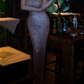 Sparkling Halter Neck Prom Dress Beading Sheath Evening Dress C9483