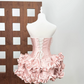 Unique Strapless Ruffles Homecoming Dress Pink Bows A-Line Party Dress C9484