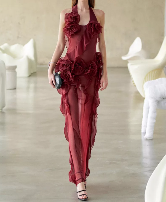 Robe de bal de princesse bustier à volants en satin long, robe de soirée C8117