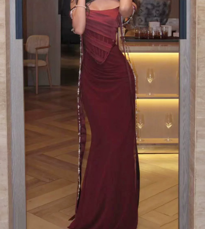 Chic Off-Shoulder Prom Dress        Mermaid Evening Dress C9486