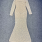 Ornate Long Sleeve Prom Dress Square Neck Sequins Sheath Evening Dress C9487