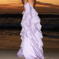 Dreamy Halter Neck Purple Prom Dress Ruffles Tiered A-Line Evening Dress C9488