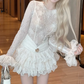Adorable Jewel Neck Homecoming Dress Lace Ruffled A-Line Party Dress C9490