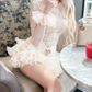 Adorable Jewel Neck Homecoming Dress Lace Ruffled A-Line Party Dress C9490