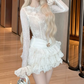 Adorable Jewel Neck Homecoming Dress Lace Ruffled A-Line Party Dress C9490
