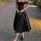 Robe de bal de princesse bustier à volants en satin long, robe de soirée C8117