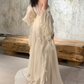 Robe de bal de princesse bustier à volants en satin long, robe de soirée C8117