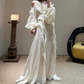 Robe de bal de princesse bustier à volants en satin long, robe de soirée C8117