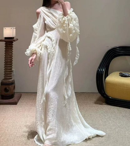 Robe de bal de princesse bustier à volants en satin long, robe de soirée C8117