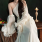 Robe de bal de princesse bustier à volants en satin long, robe de soirée C8117