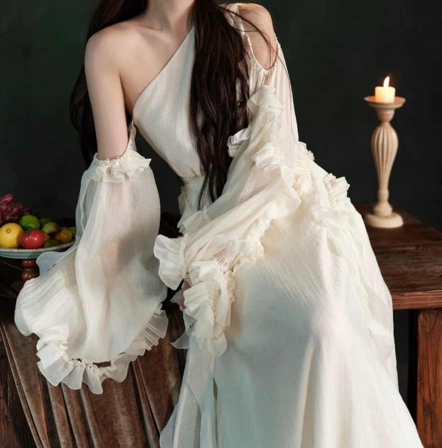 Robe de bal de princesse bustier à volants en satin long, robe de soirée C8117