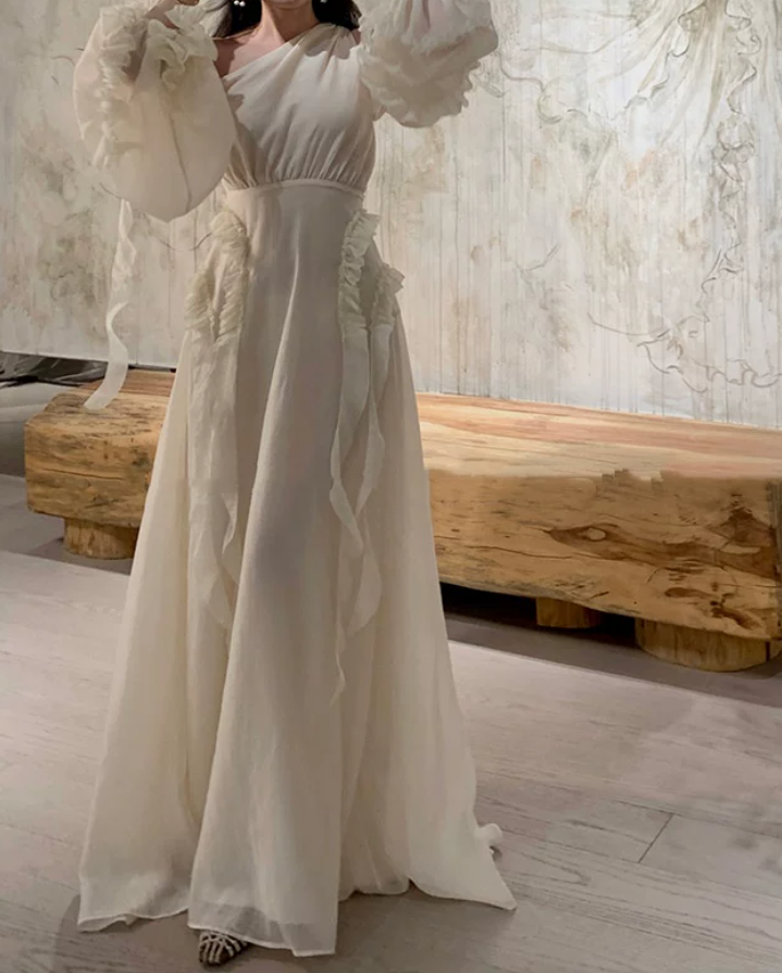 Robe de bal de princesse bustier à volants en satin long, robe de soirée C8117