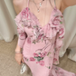 Robe de bal de princesse bustier à volants en satin long, robe de soirée C8117