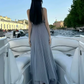 Robe de bal de princesse bustier à volants en satin long, robe de soirée C8117