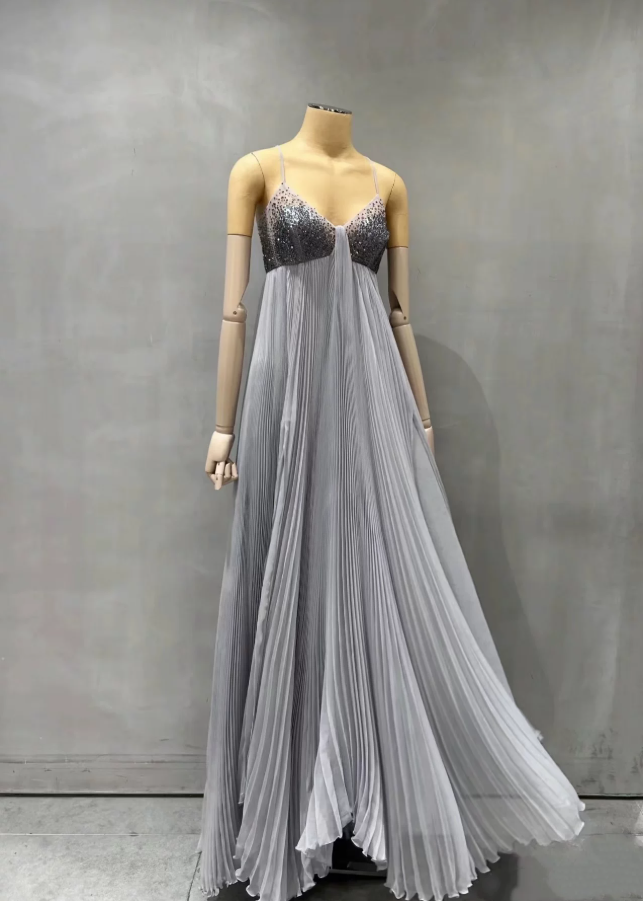 Robe de bal de princesse bustier à volants en satin long, robe de soirée C8117