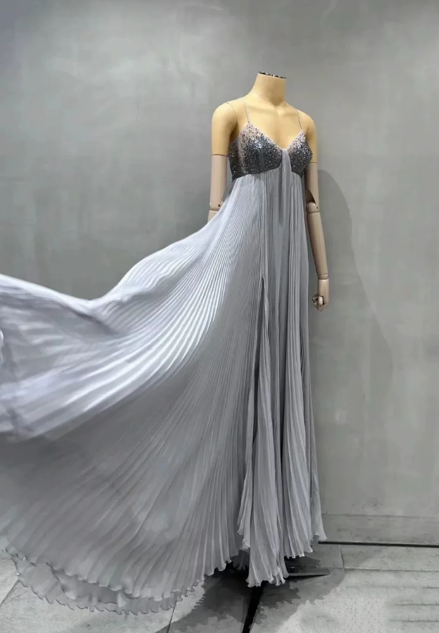 Robe de bal de princesse bustier à volants en satin long, robe de soirée C8117