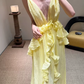Robe de bal de princesse bustier à volants en satin long, robe de soirée C8117