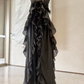 Robe de bal de princesse bustier à volants en satin long, robe de soirée C8117