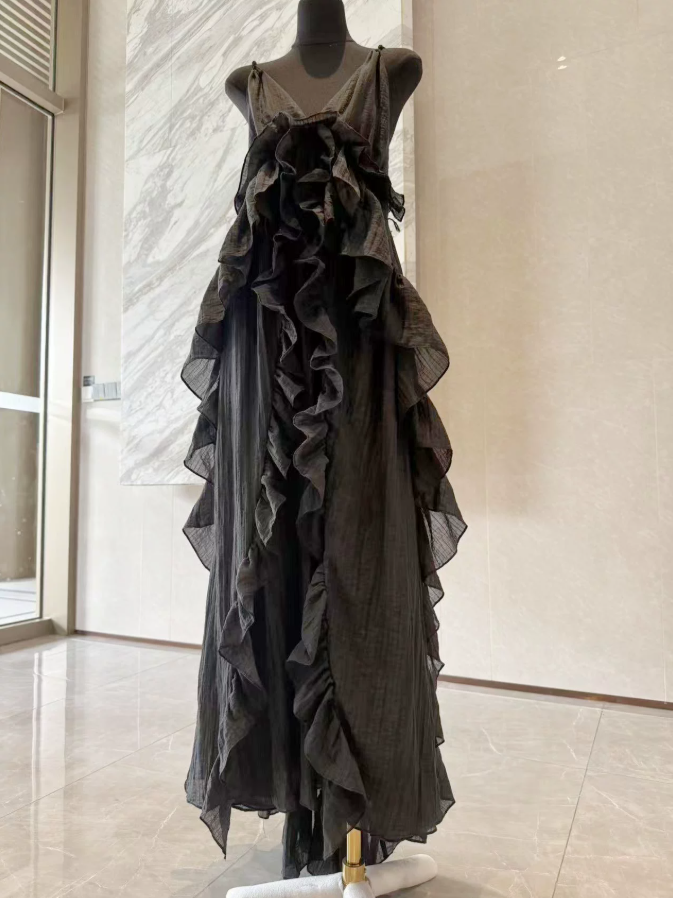 Robe de bal de princesse bustier à volants en satin long, robe de soirée C8117