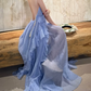Robe de bal de princesse bustier à volants en satin long, robe de soirée C8117